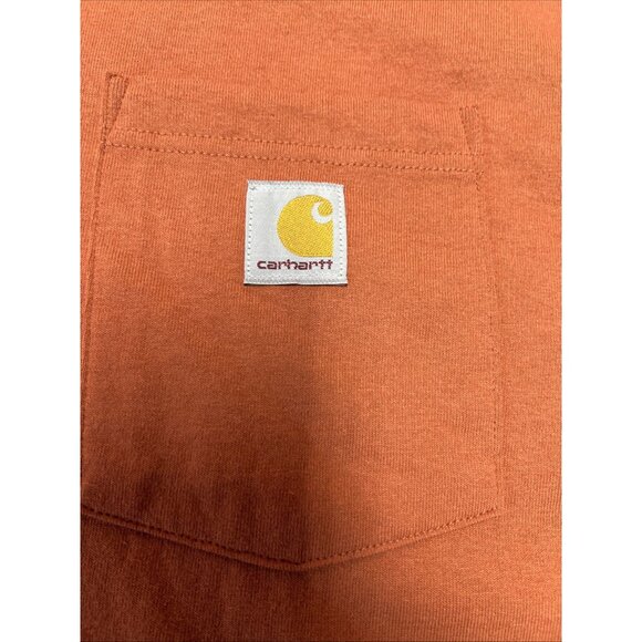 Carhartt Loose Fit Pocketed Tee 1/4 Button Men's Size 2XL Orange Cotton Shrt Slv - Picture 3 of 16
